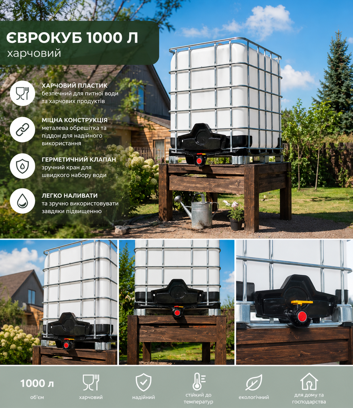 Єврокуб 1000 л харчовий (IBC контейнер)