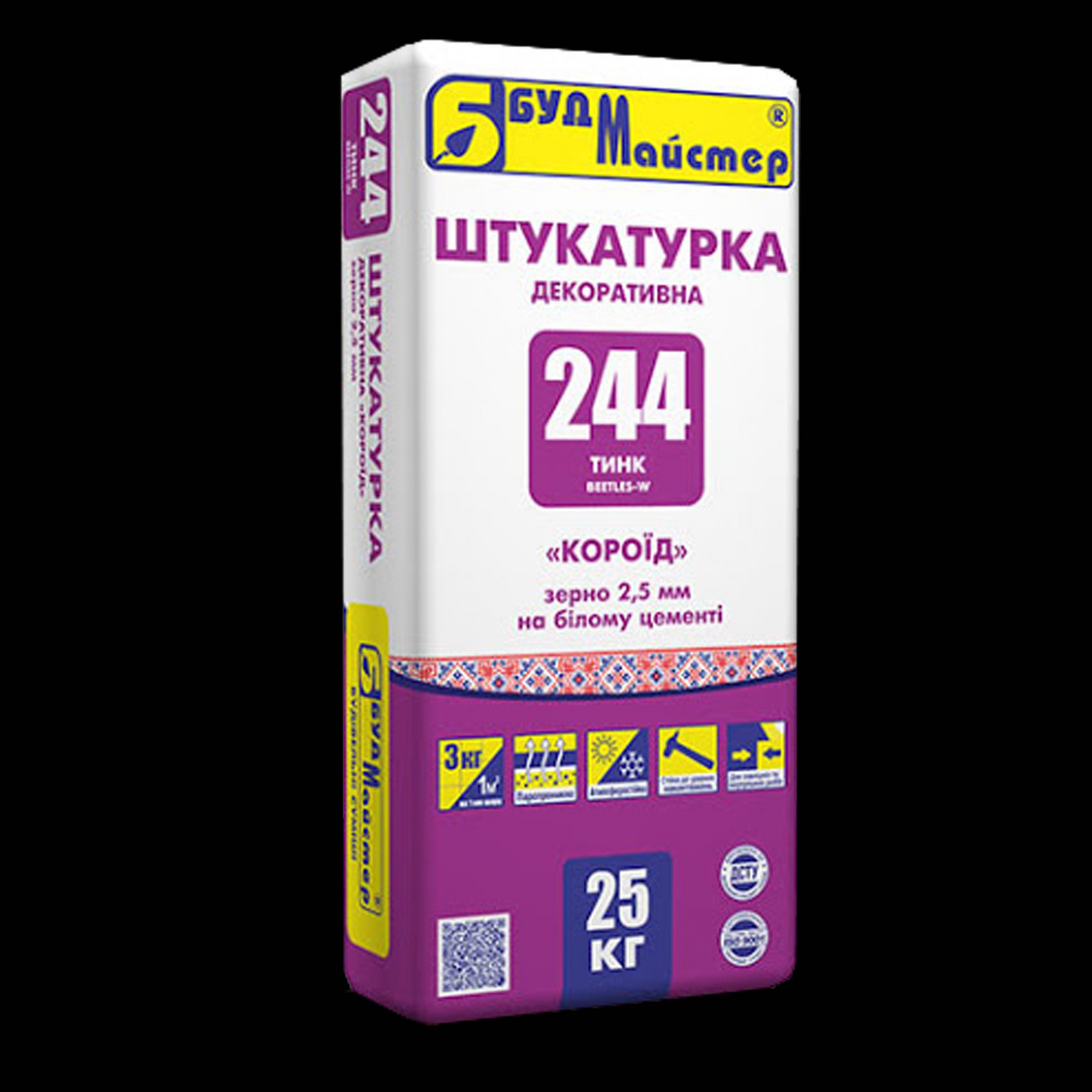 Декоративна штукатурка "Короїд" БудМайстер Тінк-244 біла (25кг.)